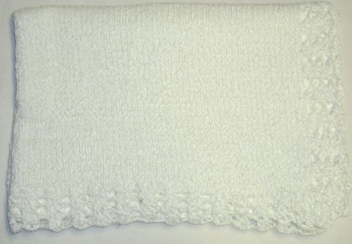 Knitted White Chenille Crochet with White Chenille Blanket