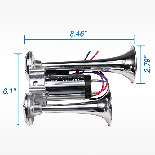 JDMSPEED Dual Trumpet Chrome Horn