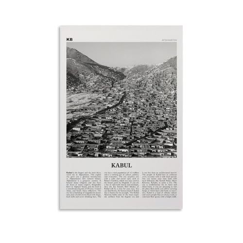 LAIRIBA Impression de Kaboul en noir et blanc, art mural, poster de Kaboul, photo de Kaboul, décoration murale, affiches afghanistan, peintures décoratives de célébrités sans cadre, 30 x 45 cm