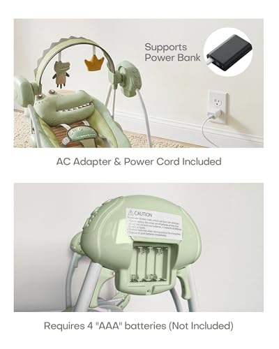 Image of Baby Swings for Infants, Portable Baby Swing with Adaptable Speed, Music and Timer, Infant Swing for Babies 0-6 Months 6-20 lbs, Indoor /Outdoor Use