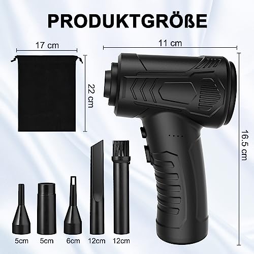 Faburo Elektrische Staubgebläse Druckluftspray Staubgebläse, 3-Gang 51000 U/min Compressed Air Duster für PC mit 7600mAh, Luftdruckspray mit LED-Licht und USB Schnellladung für Auto, Sofa, Bürogeräte
