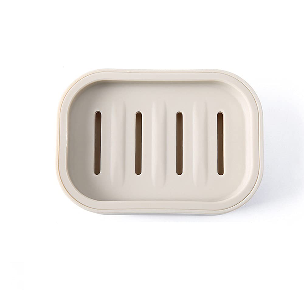 SagaSave Plastic Square Soap Dish Bar Soap Holder for Shower Bathroom,Kitchen,Easy Cleaning，Khaki