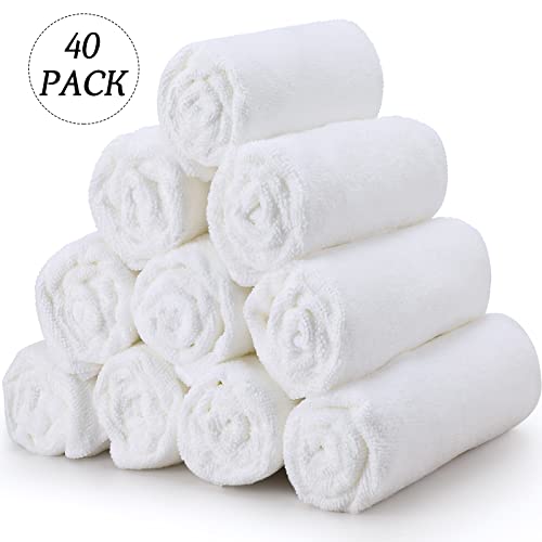 Image of Shimeyao 40 Pack Bleach Proof Towels Microfiber Absorbent Resistant Hair Hand Towels Bulk Quick Dry for Barber Gym Bath Spa Shaving (White,16 x 29 Inch)