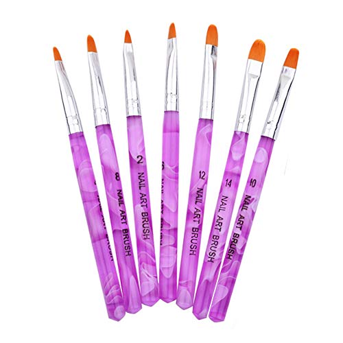 Haobase 7 Pcs UV Gel Brush Set pour Gel Acrylique Ongles Nail Art Cover