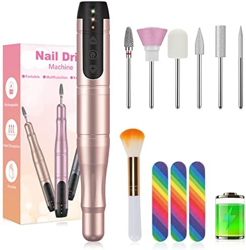 SENMO Electric Nail Drill Cordless, Professional Rechargeable Electric Nail File for Acrylic, Gel Nails, Portable Efile Nail Drills and Pedicure Nail Kit for Home Salon Use