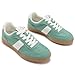 Rihero Women's Fashion Sneakers Comfortable Tennis Walking Shoes Casual Lace-Up Retro Sneakers Light Green Size 7