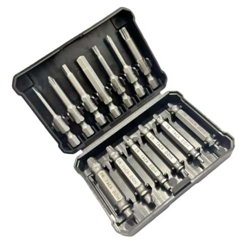 Juego de extractores de tornillos de doble cabeza de 13 piezas para tornillos oxidados pelados, pernos rotos y roscas invertidas, herramienta de acceso a agujeros profundos con estuche compacto
