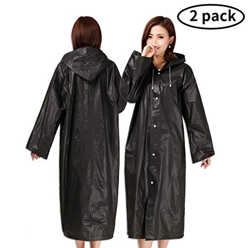 Guzack Regenponcho, 2 stuks, waterdicht, Eva regenjas, regenjas, regenponcho, regencape, regenkleding, draagbaar, voor dames en heren en volwassenen, 160-190 cm