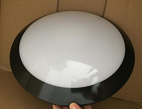 UKEW 16W LED Bulkhead Light - Photocell Dusk Till Dawn Sensor Wall Ceiling IP66 Waterproof Black Case Frosted Opal Cover
