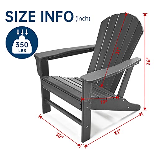 Briopaws Adirondack Chairs Set Of 2, Weather Resistant Fire Pit Chairs, Hdpe Plastic Lawn Chair For Outdoor, Campfire, Deck, Poolside, Porch, Backyard, Beach, Outside, Grey, 2 Pack #TOP2