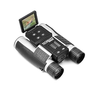 Binoculares Technaxx con Pantalla para Adultos, utilizados para observar Aves, Animales, Viajar, Cazar, Eventos Deportivos – Grabación de Video y Fotos FullHD, Zoom 4X, MicroSD – Binoculares TX-142