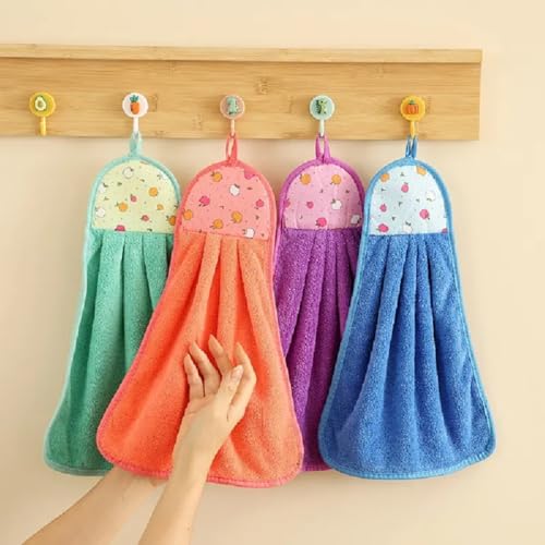 Image of Kitchen Towel Microfiber Anti Bacterial Hand Towel Wash Basin Hanging Napkins Lint Free Kitchen Napkins (Multicolor, Pack of 4)