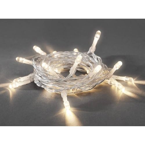 Konstsmide LED Lichterkette, 20 warm weiße Dioden, batteriebetrieben, Innen, transparentes Kabel, 2 x AA 1.5V (exkl.) - 1408-103