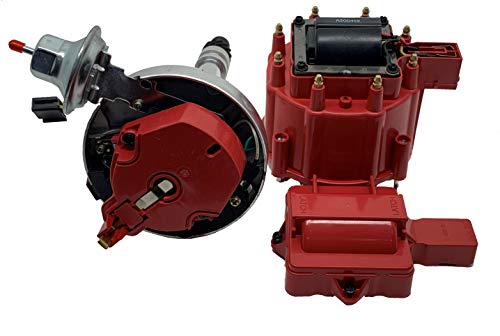 Cfr Performance V8 Hei Distributor Ignition Compatible/Replacement Chevy/Gm 65K Coil 283 305 307 327 350 383 400 427 Sbc Small Block 396 427 454 Bbc Big Block (Red) #TOP1