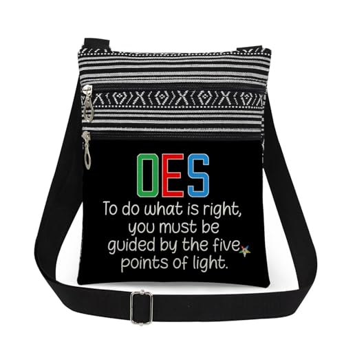 XiaoGalaee OES Crossbody Bag with Adjustable Strap Five Points of Light Print with Star Symbol Messenger Bag for Adults Birthday or Christmas Gift for Women Friend (Black)