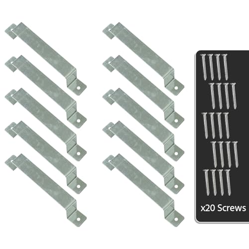 Image of Pack of 10 Woodside Fence Panel Security Brackets – Fits 4” x 4” Posts – Strong, Galvanised Steel – for Concrete or Wood – Predrilled, Fixings Included