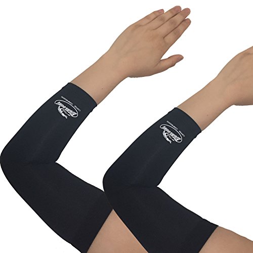 Copper Nylon Compression Fit Support Recovery Elbow Brace Sleeve 2-pc set (L)