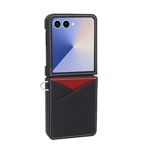 TRIPLE RIVER�EFor Galaxy Z Flip8 �P�[�X �X�}�z�V�����_�[ �J�o�[ �܂肽���݌^ PU���U�[ �V�����_�[�X�g���b�v ���|���x���g�t�� �������߉\ For �M�����N�V�[ Z�t���b�v8(�u���b�N)