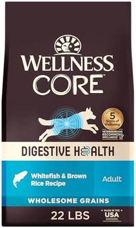 Wellness CORE Digestive Health Whitefish & Brown Rice Dry Dog Food, 22-Pound bag