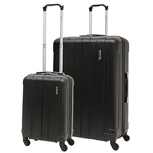 Eono EONO Essentials ABS Hartschalenkoffer Reisetrolley Koffer mit 4 Rädern (Schwarzes ABS, 2 Stück Set 21/29")