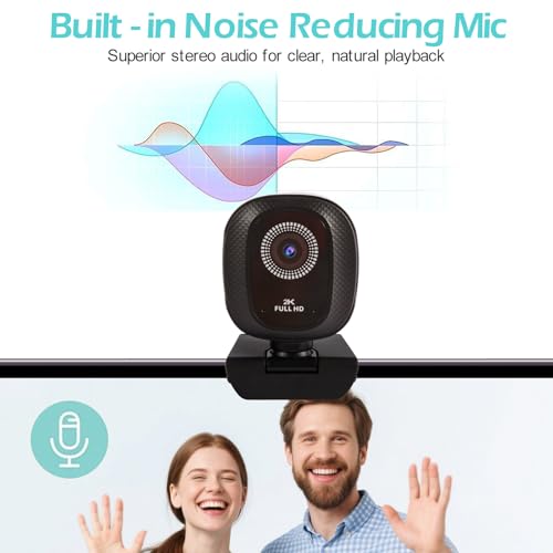 WAKEVLEO USB Webcams, Full HD 1080P Webcam for PC and Laptop, Plug-and-Play, webcam with Microphone,Auto Light Correction, 360° View Web Cam for Live Streaming, gaming, Studying, Conferences (2K) - Image 2
