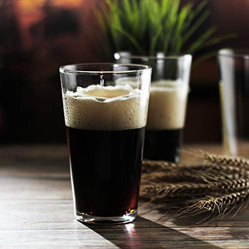 image for LUXU Classic Beer Pint Glasses(16 oz),Premium Pub Beer Glasses with Th