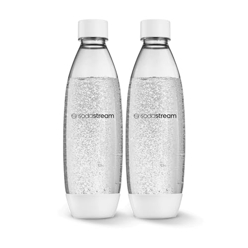 Image of sodastream 1L Twin Pack Dishwasher Safe Slim Bottle (White) (Pack of 4)