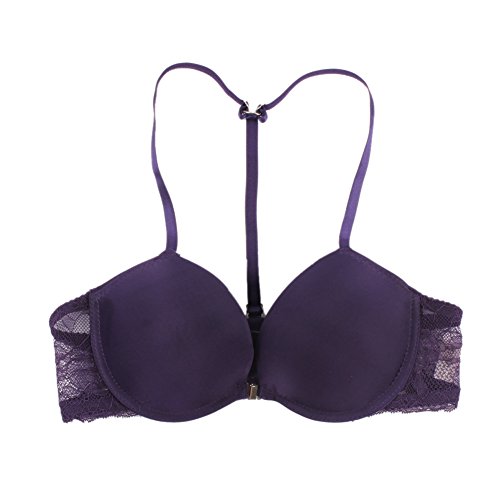 Brightup DamenPush-Up-Verschluss Vorne Baumwollspitze Schulterfrei BH + Slip Sets Cover