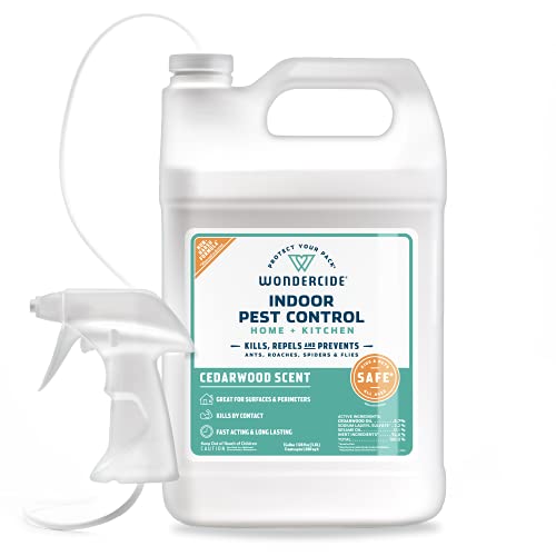 Image of Wondercide - Indoor Pest Control Spray for Home and Kitchen - Ant, Roach, Spider, Fly, Flea, Bug Killer and Insect Repellent - with Natural Essential Oils - Pet and Family Safe - Cedarwood 128 oz