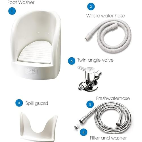 Baño de pedicura con tubos de entrada/salida y válvulas angulares, función de pulverización de presión para mejorar la circulación sanguínea, resistencia a altas temperaturas de hasta 90 °C, ideal