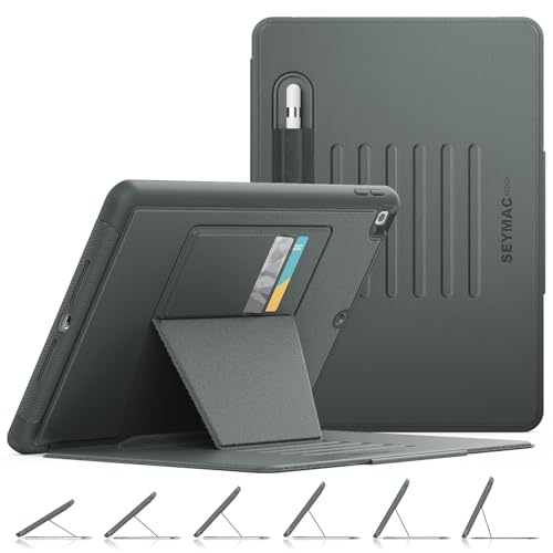 Image of SEYMAC stock Case for iPad 9th /8th /7th Generation 10.2'', Full-Body Drop Protection,[Stitched Slim Pencil Sleeve],Strong Magnetic Auto Sleep Case, Absorbing Multi-Angles Stand, Card Slot- Gray
