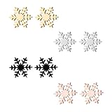 WCRAZYE 4 Pairs Stainless Steel Christmas Stud Earrings for Women - Small Christmas Tree, Gingerbread Man, Reindeer, Elk, Snowflake Designs - Xmas Holiday Festival Jewelry Gifts