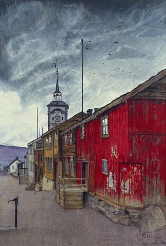 Murale tableaux toile Rue de Røros Sohlberg pour une ambiance nordique