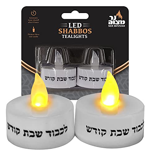 Ner Mitzvah LED Shabbat Candles - Battery Operated Flameless Tealight Candles with Automatic Timer by Ner Mitzvah - Used condition - US$9.95