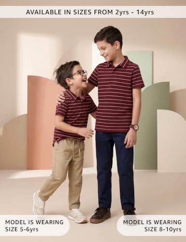 Image of Amazon Brand - Symbol Boys Soft Cotton Rich Jersey Striped Polo Shirt