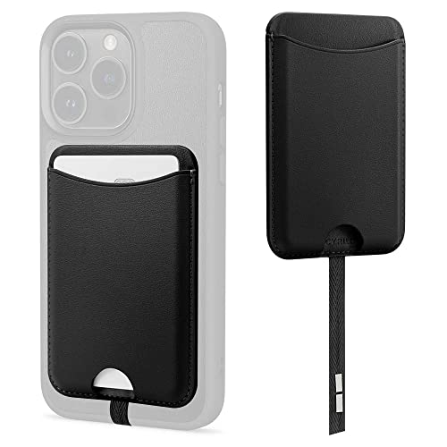 Image of Spigen Men Faux Leather Cyrill Kajuk Mag Wallet Magnetic Card Holder [Compatible with iPhone 16 / iPhone 15 / iPhone 14 / iPhone 13 / iPhone 12 Series] - Black