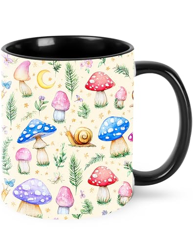 Mushroom Coffee Mug for Women Ceramic Tea Cup with Handle Funny Novelty Mugs Porcelain Mug Gift for Office Home 11oz