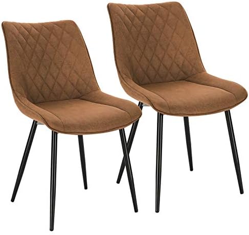 WOLTU® Krzesła do jadalni BH209dgr-2, zestaw 2 sztuk, kuchenne, tapicerowane, do salonu, fotel z oparciem, powierzchnia siedziska z aksamitu, metalowe nogi, ciemnoszare