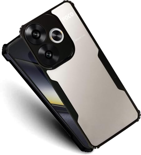 Image of AIBEX Crystal Clear Back Cover Case for Poco F6 5G | 360 Degree Protection | Shock Proof Design | Transparent Back Cover Case (PC & TPU, Black Bumper)