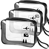 TSA Approved Toiletry Bag Carry on Airport Airline Compliant 3Pcs,Clear Makeup Bag Toiletry bags Quart Size Traveling, 3 Packs Clear Travel Bags for Toiletries,Black