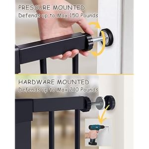 Cumbor 29.7-57″ Extra Wide Baby Gate for Stairs, Mom’s Choice Awards Winner-Dog Gate for Doorways, Pressure Mounted Walk Through Safety Child Gate for Kids Toddler, Tall Pet Puppy Fence Gate, Black