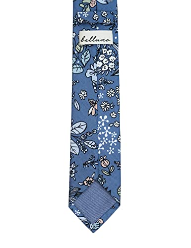 Image of BELLUNO Men's Cotton Floral Skinny Tie, 2.5 inch Width, with Gift Box