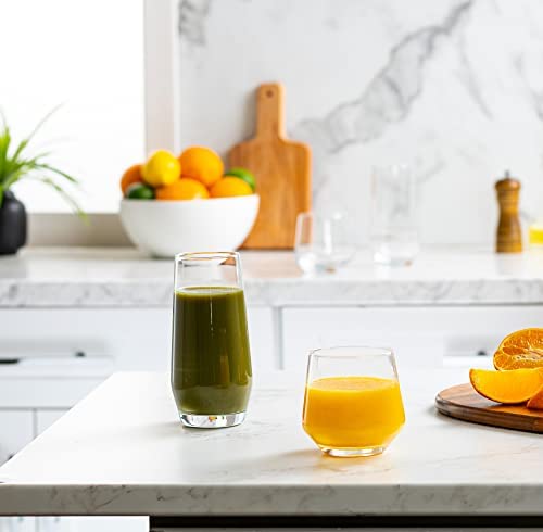 Set Of 8 Clear Drinking Glasses Goblets & Chalices Cups - Glass Drinkware For Kitchen & Dinnerware - Glass Cups For Cocktails, Water, Juice, Beer, Stemless Rocks Glasses For Wine And Whiskey Drinks #TOP6