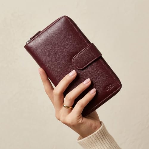 Image of Big Fat RFID Blocking Leather Organizer Checkbook Wallets For Women - Clutch