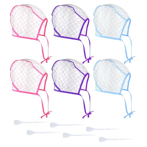 6pcs Highlighting Caps Hair Coloring Frosting Dye Kit Hair Cap Highlighting Frosting Cap with Plastic Hooks Disposable Dye Shawl hair Coloring Salon Hairdressing Tool for Salon Dyeing DIY