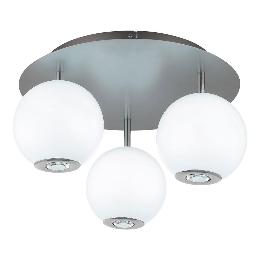 Deckenleuchte Deckenlampe Wohnzimmerleuchte grau opal 3 flammig CCT LED D 42 cm