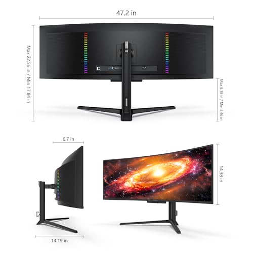 Image of INNOCN 49 inch OLED Ultrawide Curved Gaming Monitor 5120 x 1440p 144Hz, 0.03ms, USB Type C 90W, HDMI 2.1, DisplayPort, USB Hub, Speakers, Adaptive-Sync, Adjustable Stand, Black
