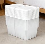10-Pack of 6 Quart Clear Storage Boxes, Modern style, durable and sturdy, White Plastic with Snap-On Lids, Suitable for bedroom storage