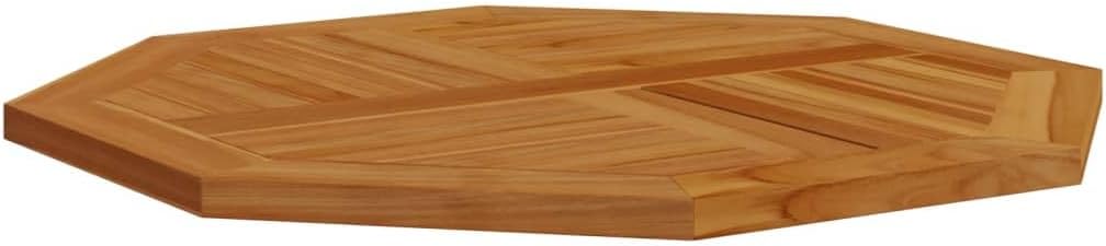 Solid Teak Wood Table Top 31.5x31.5 Inch Octagonal Replacement for Outdoor Garden Patio Dining Furniture with Parasol Hole, Weather Resistant Rustic Design