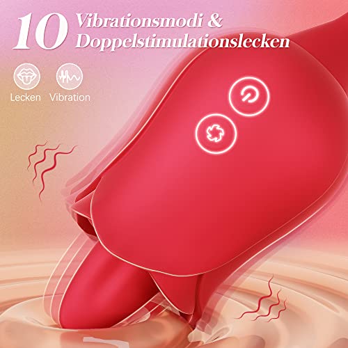 Vibration für frauen Dildo Vibrator Sex Spielzeug für die frau mit 10 Stoßfunktions 3in1 Rose Sexspielzeug mit 10 Zungenlecken Vibratoren Stimulator Erotik Analvibrator Sex Spielzeug für Paare – Bild 3